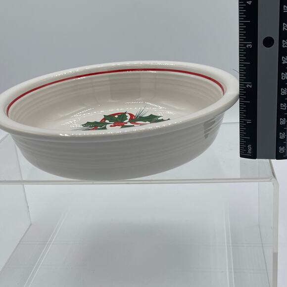 7” Coupe Soup Bowl Holiday Fiesta (Holly Berries With Red Ribbon) HOMER LAUGHLIN - Picture 6 of 6
